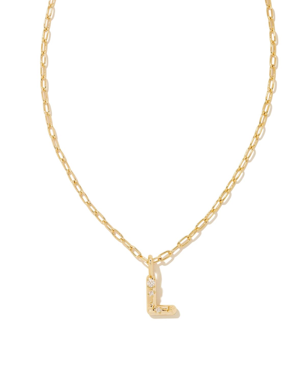 Crystal Gold Metal Pendant Necklace LETTER L