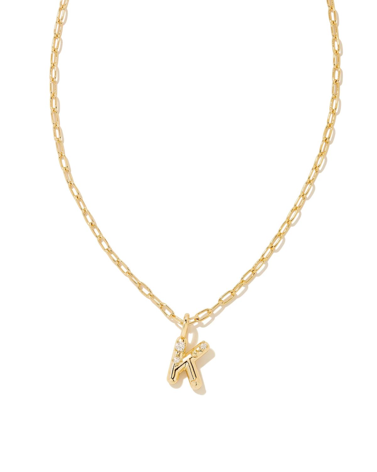 Crystal Gold Metal Pendant Necklace LETTER K