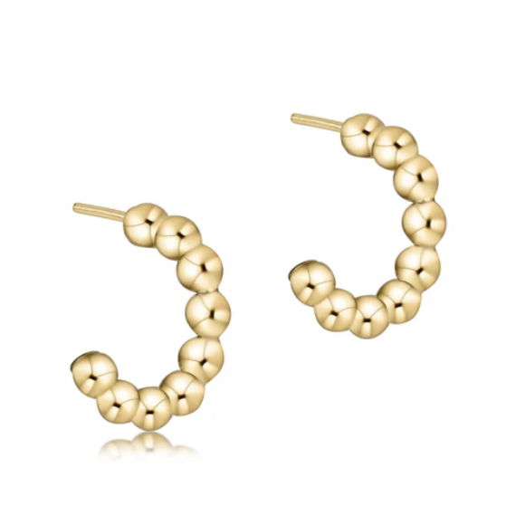Beaded Classic Earrings 1 in Post Hoop 4mm Gold