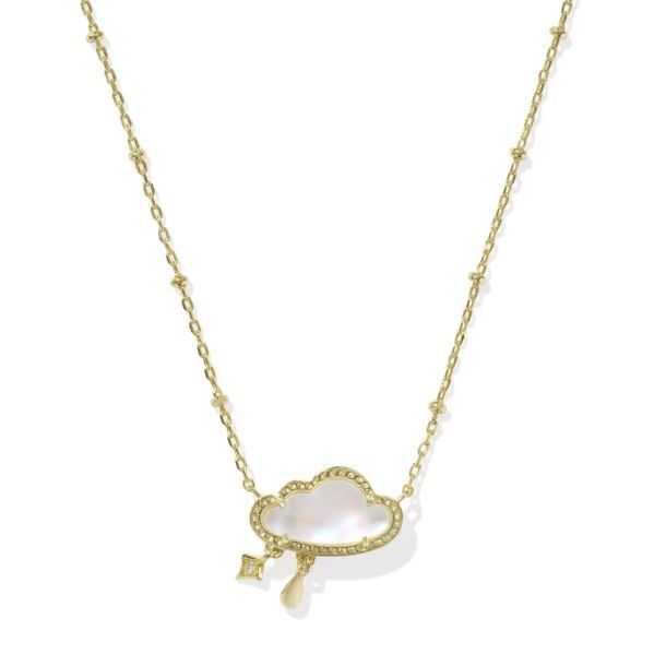 Celeste Cloud Pendant Necklace Gold Matte Dichroic Glass