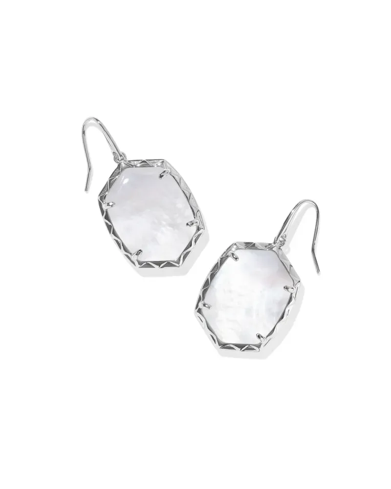 Daphne Drop Earrings Rhodium Ivory MOP