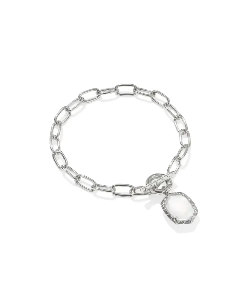 Daphne Rhodium Link Chain Bracelet Ivory MOP