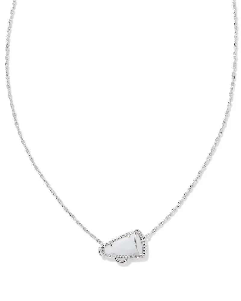 Cheer Short Pendent Necklace Rhodium White MOP