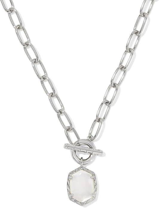 Daphne Rhodium Link Chain Necklace Ivory MOP