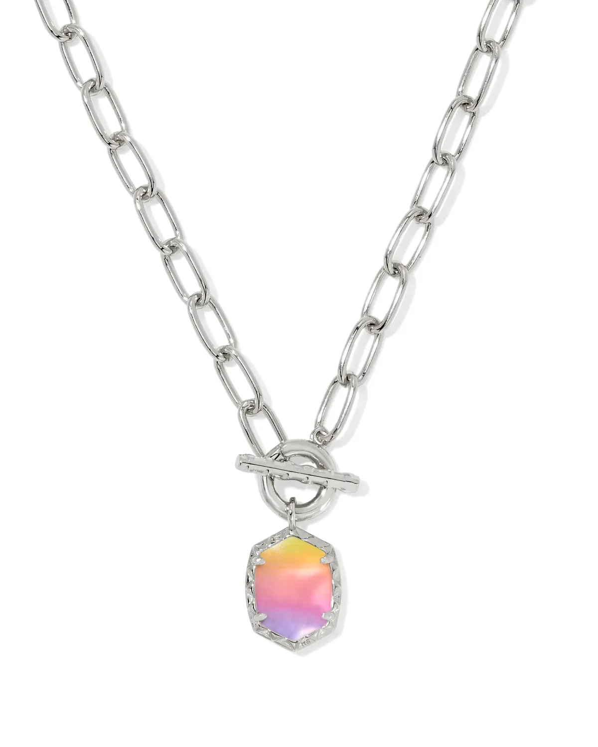Daphne Rhodium Link Chain Necklace Sunrise Watercolor Illusion