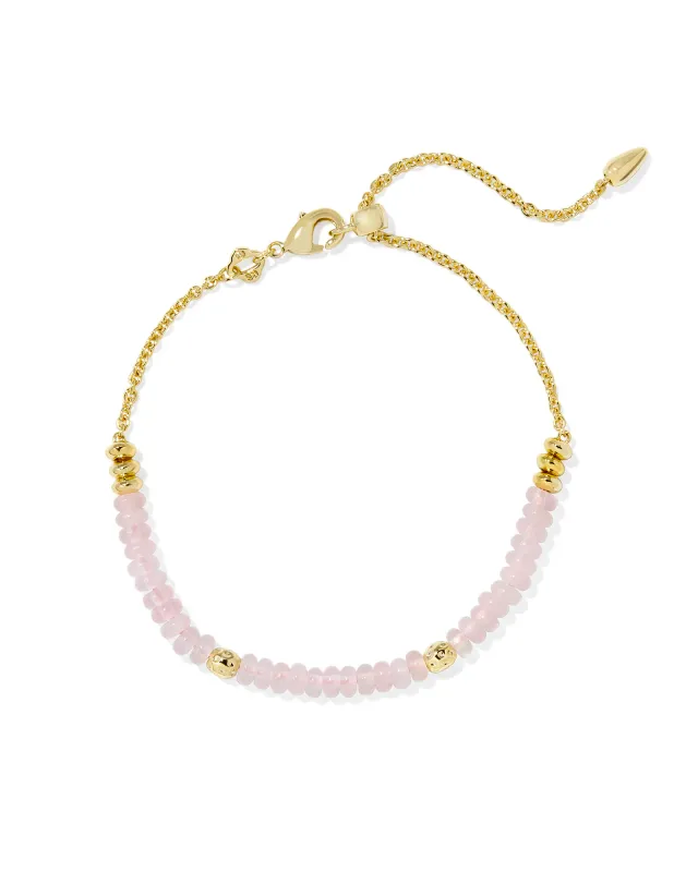 Deliah Delicate Chain Bracelet Gold Rose Quartz