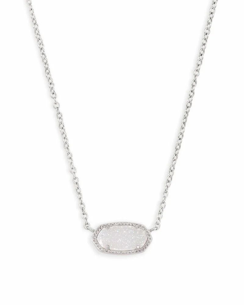 Elisa Pendant Necklace Iridescent Drusy Silver