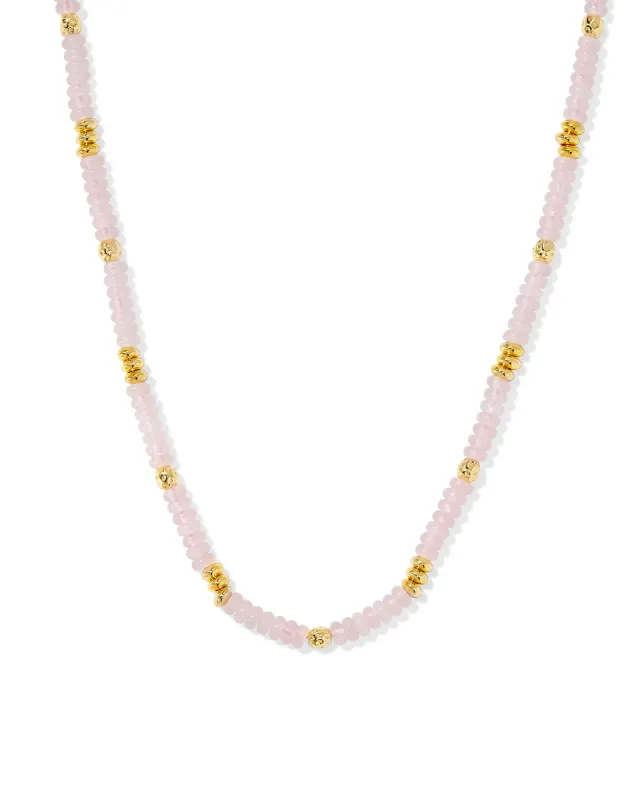 Deliah Strand Necklace Gold Rose Quartz