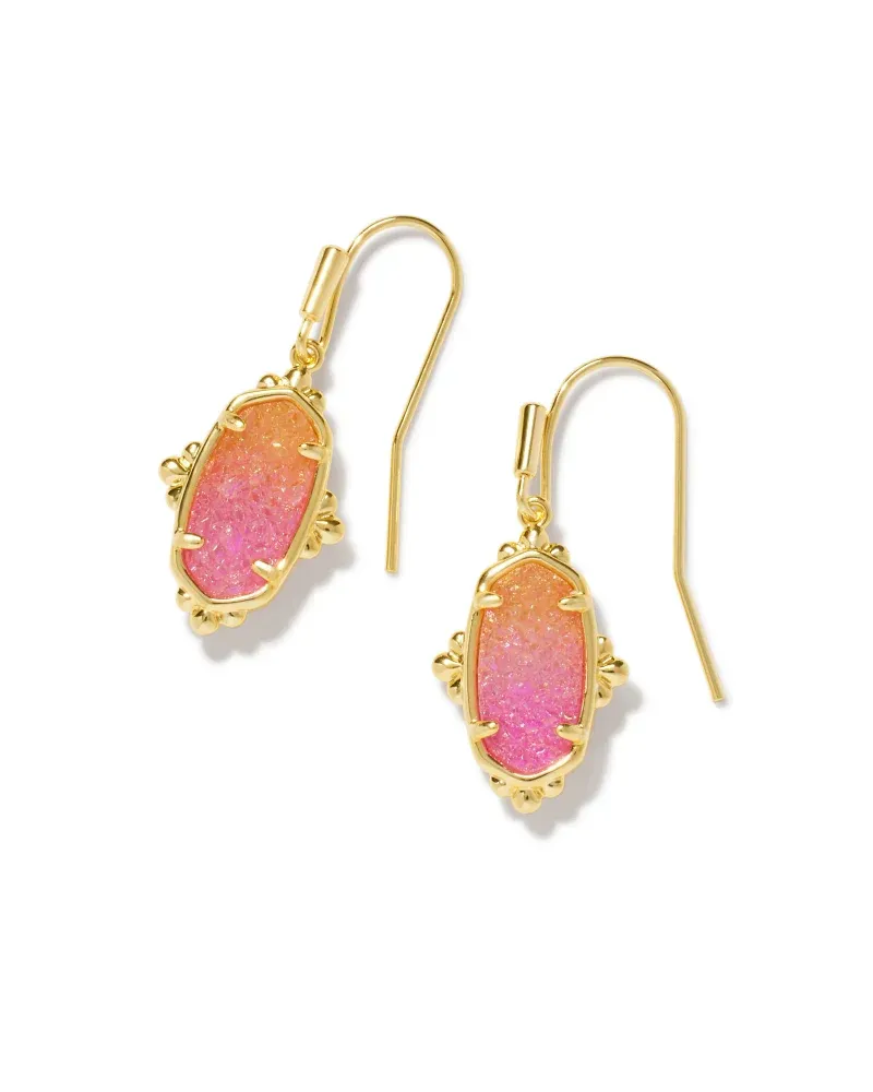 Drop Earring Lee Petal Gold Sunrise Ombre Drusy