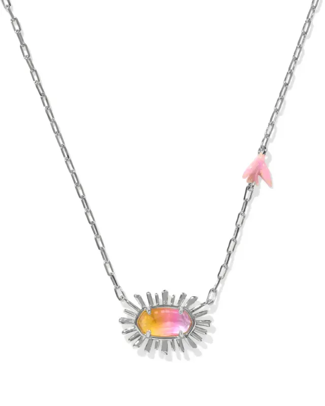 Elisa Bird Pendant Necklace Rhodium Sunrise Watercolor Illusion