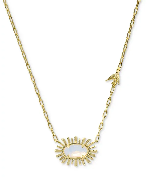 Elisa Bird Pendant Necklace Gold Opalite Illusion