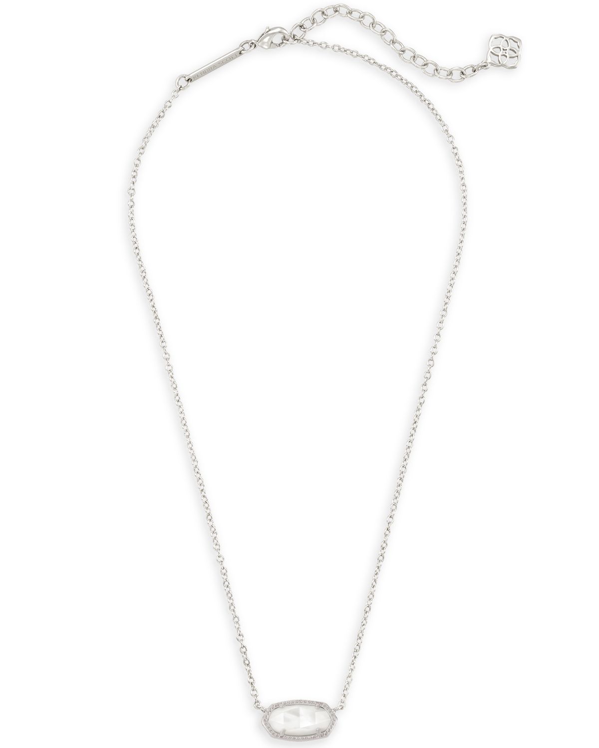 Elisa Silver Short Pendant Necklace In Ivory MOP