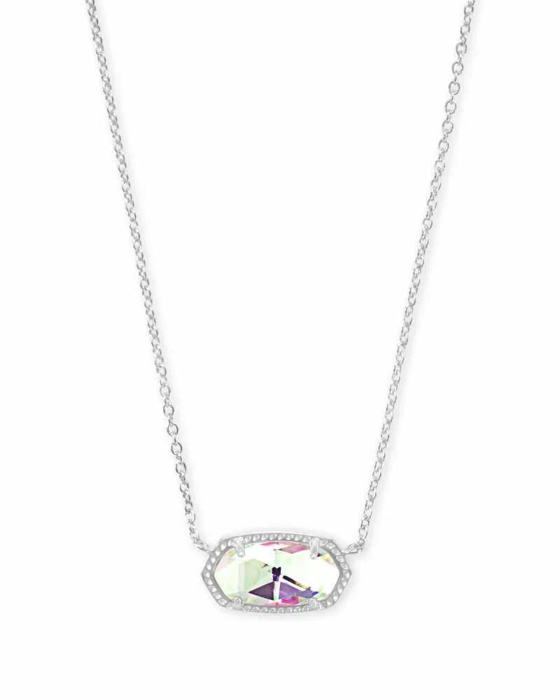 Elisa Short Pendant Necklace Rhodium Dichroic Glass