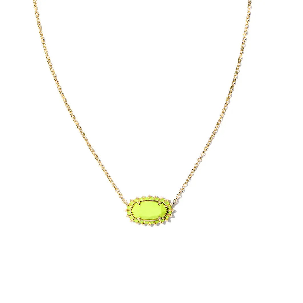 Elisa Clear Burst Frame Necklace Gold Chartreuse Mgnst