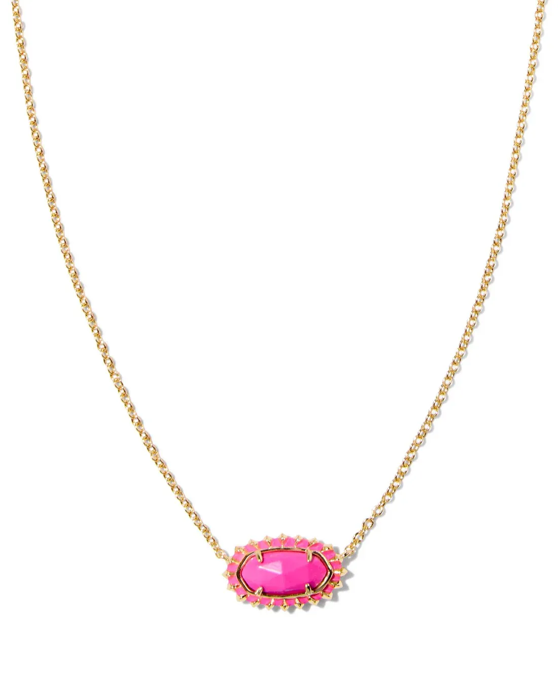 Elisa Clear Burst Frame Necklace Gold Neon Pink