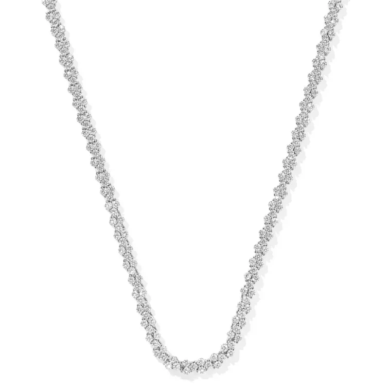 Emery Link Chain Necklace Rhodium White Crystal
