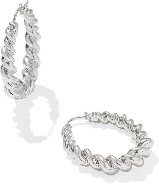 Haisley Hoop Earrings Rhodium Metal