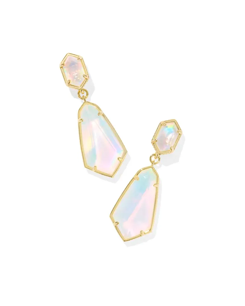 Hallie Convertible Drop Earrings Gold Opalite Illusion