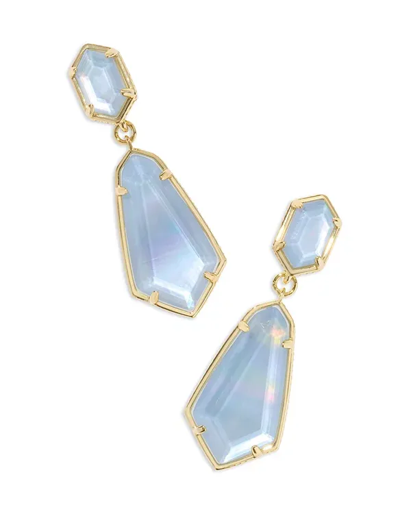 Hallie Convertible Drop Earrings Gold Sky Blue MOP