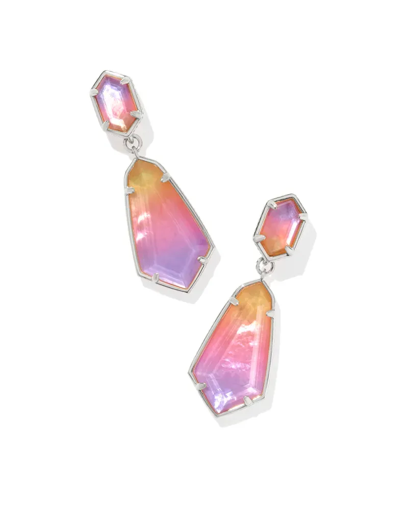 Hallie Convertible Drop Earrings Rhodium Sunrise Watercolor Illusion