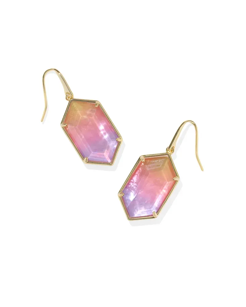 Hallie Drop Earrings Gold Purple Watercolor Illusion