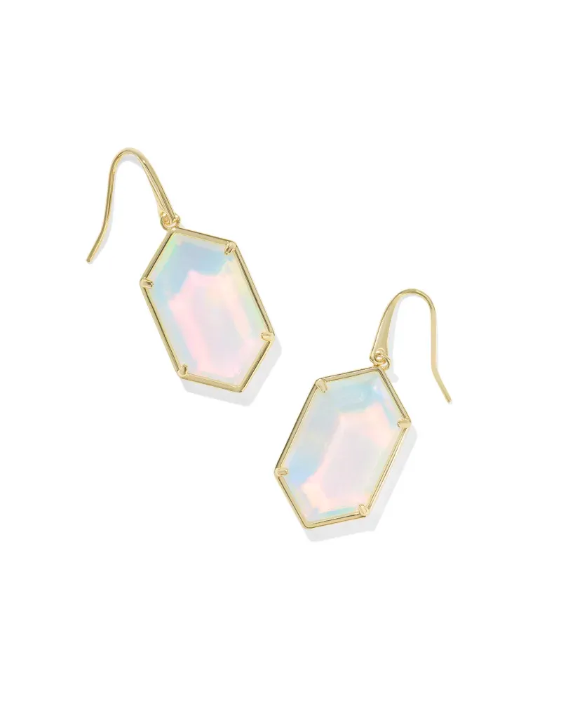 Hallie Drop Earrings Gold Opalite Illusion