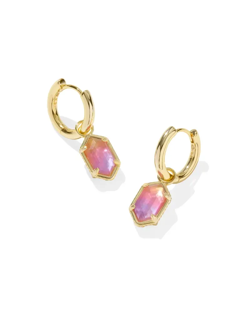 Hallie Huggie Earrings Gold Opalite Illusion