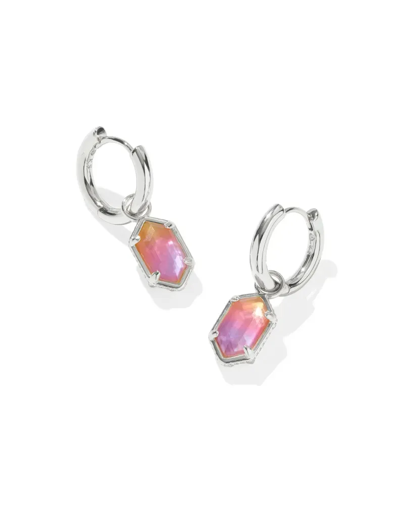 Hallie Huggie Earrings Rhodium Sunrise Watercolor Illusion
