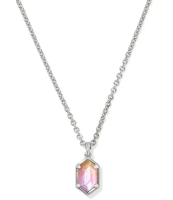 Hallie Short Pendant Necklace Rhodium Sunrise Watercolor Illusion