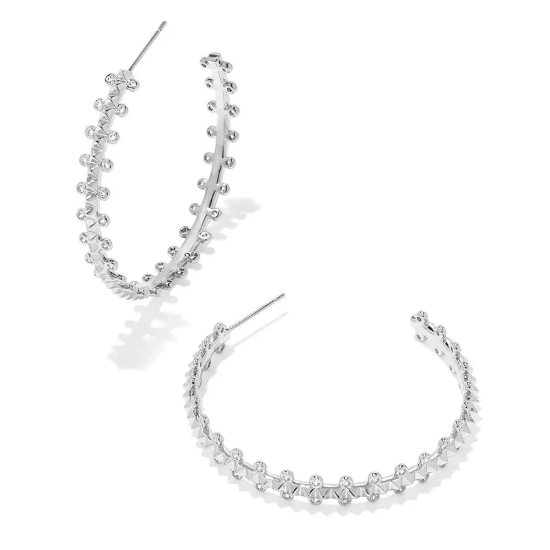 Small Hoop Earring Jada Rhodium White Crystal