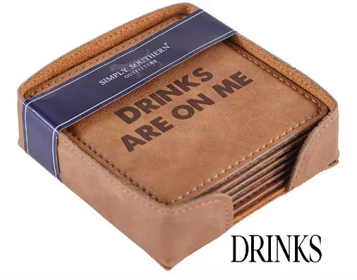 Leather Coaster Drinks Are On Me