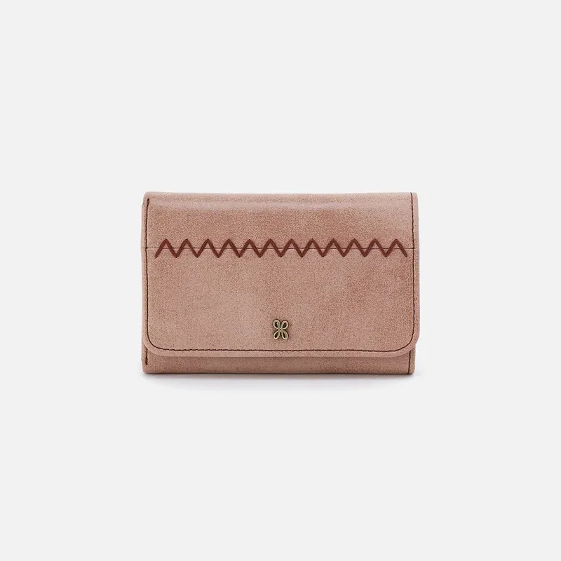 Jill Trifold Wallet Tooled Buffed Leather Hazel