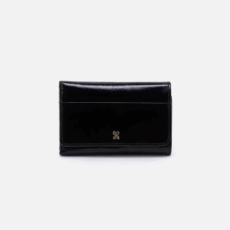 Jill Trifold Wallet Polished Leather Black
