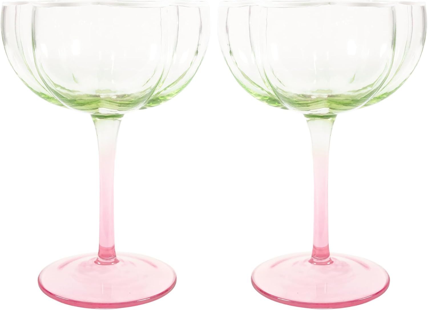 Coupe Glass Set Jade Lime Pink Muse Ombre