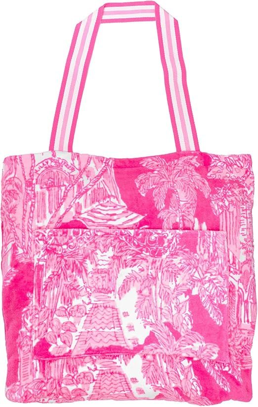 Foldable Towel Tote Palm Beach Toile