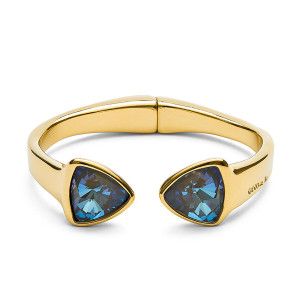 Ser Camaleónica Bracelet Gold with Clear Blue Crystals Large