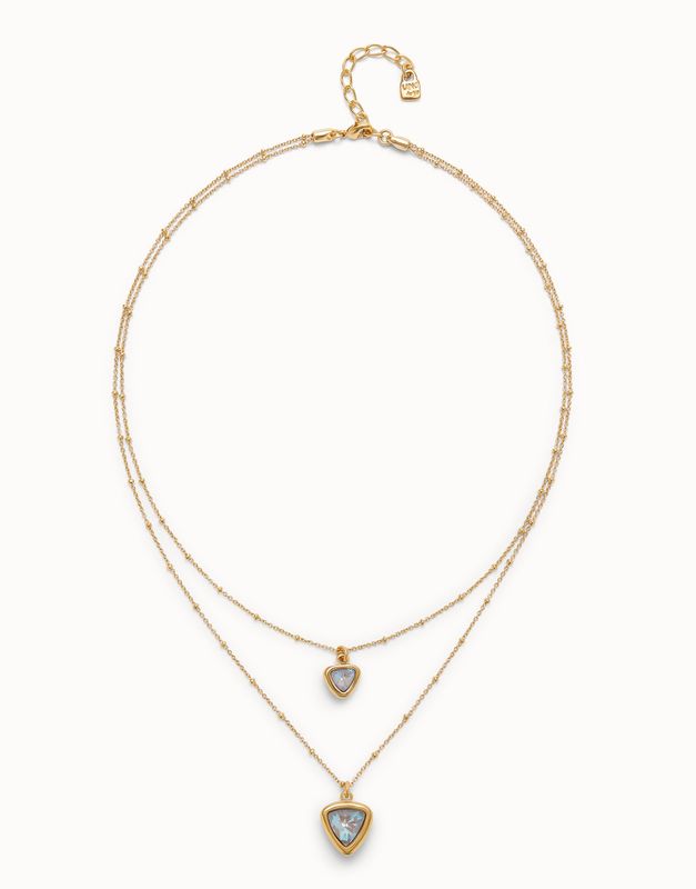Ser Camaleónica Necklace Gold with Clear Blue Crystals