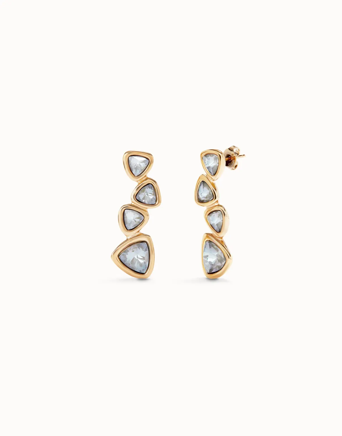 Ser Camaleónica Earrings Gold with Clear Blue Crystals