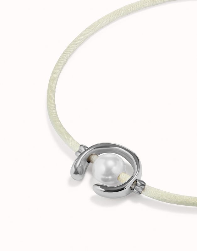 Ser Diferente Cream Cord Silver w/Pearl Bracelet