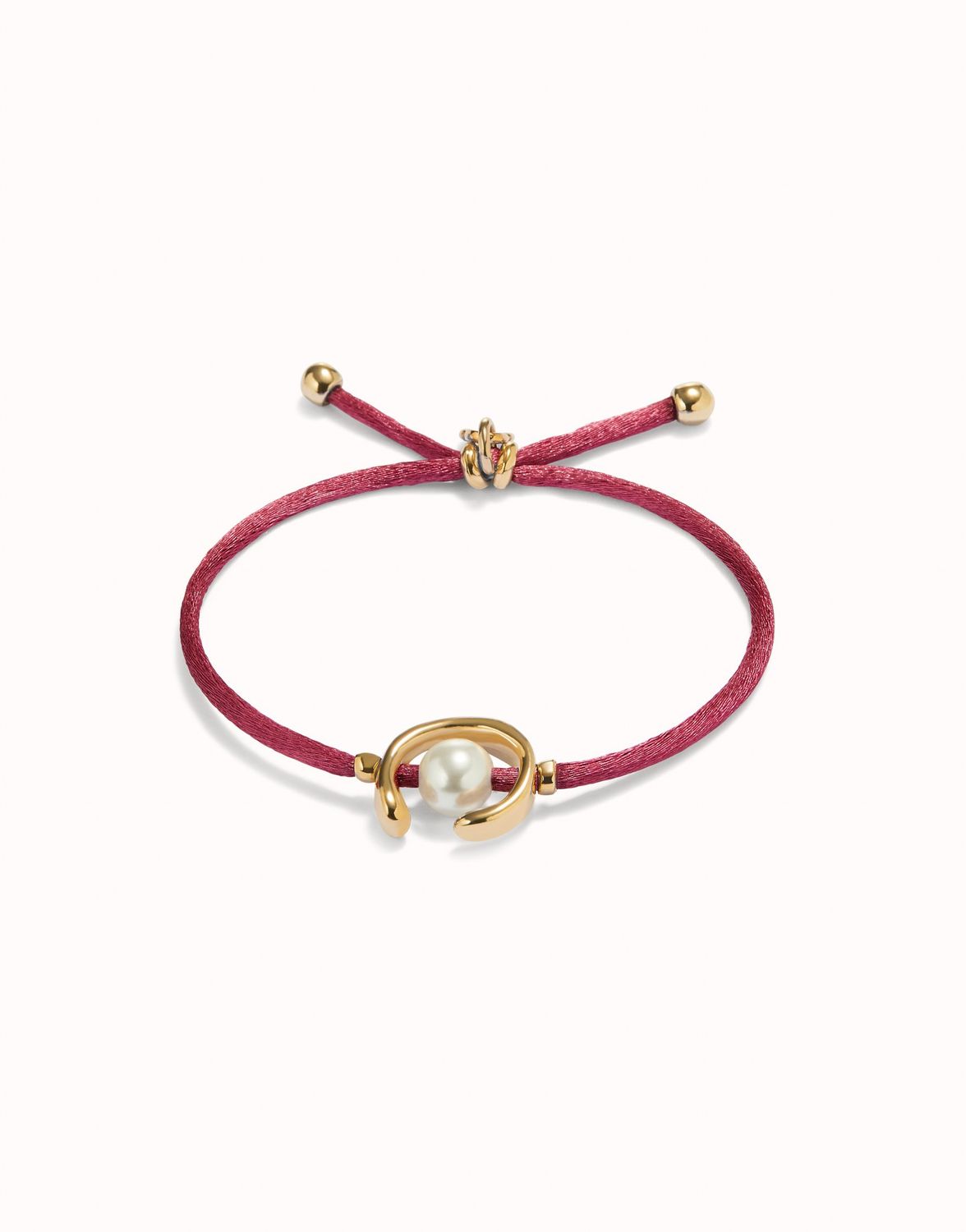 Ser Diferente Hot Pink Cord Silver w/Pearl Bracelet