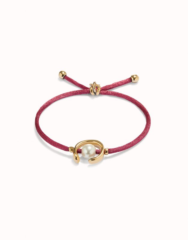 Ser Diferente Hot Pink Cord Silver w/Pearl Bracelet