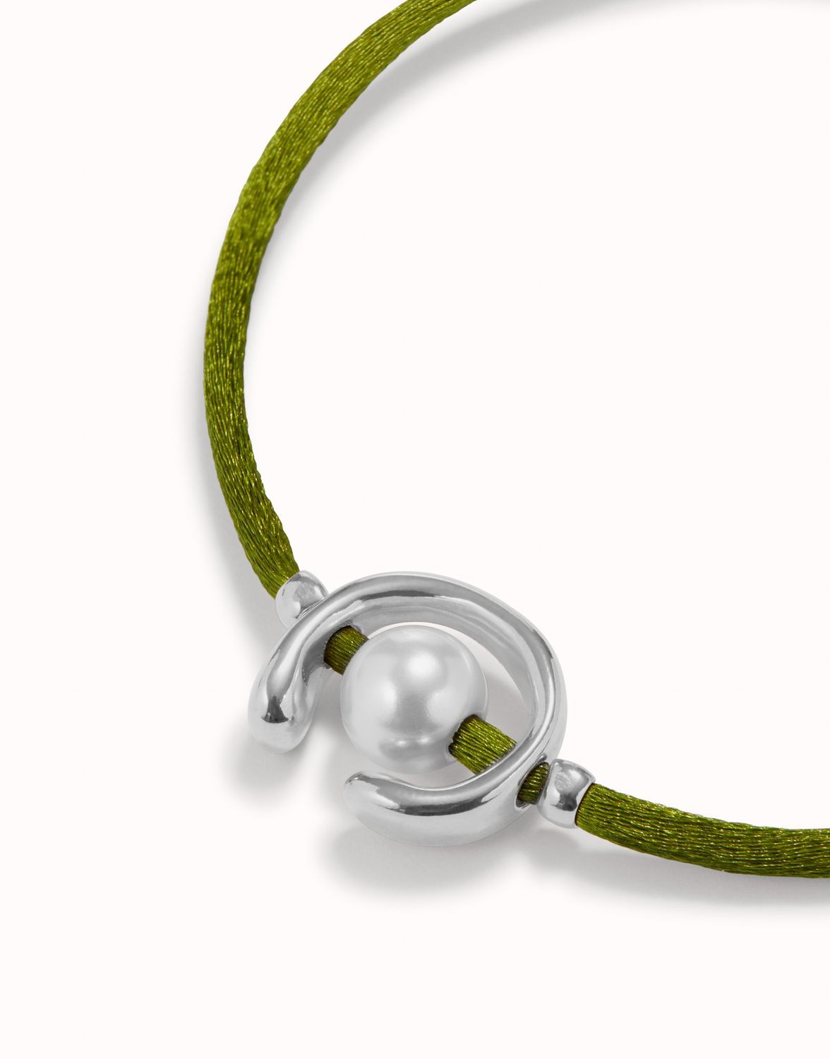 Ser Diferente Mint Green Cord Silver w/Pearl Bracelet
