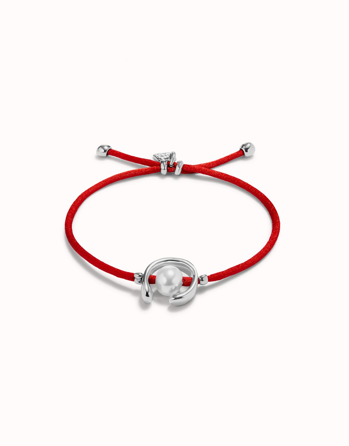 Ser Diferente Red Cord Silver w/Pearl Bracelet