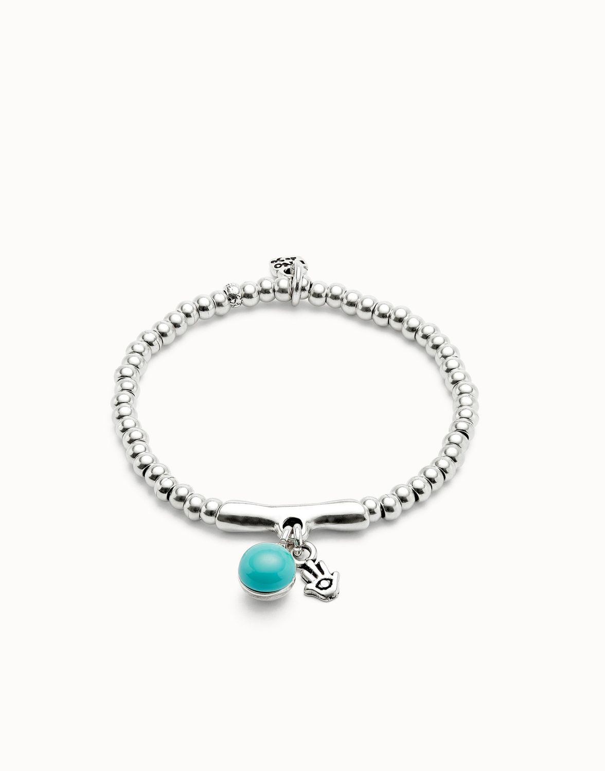 Ser Fascinante Bracelet with Turquoise Murano Glass and Hamsa Medium