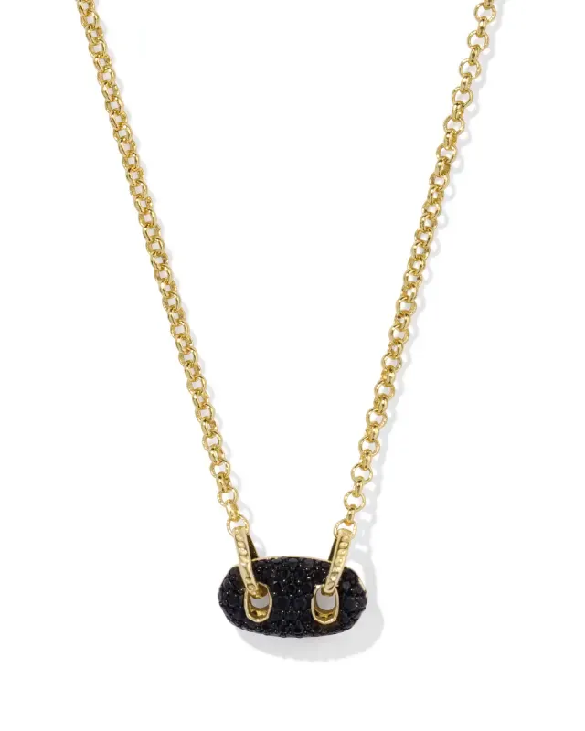 Bailey Pave Pendant Necklace Gold Black Crystal