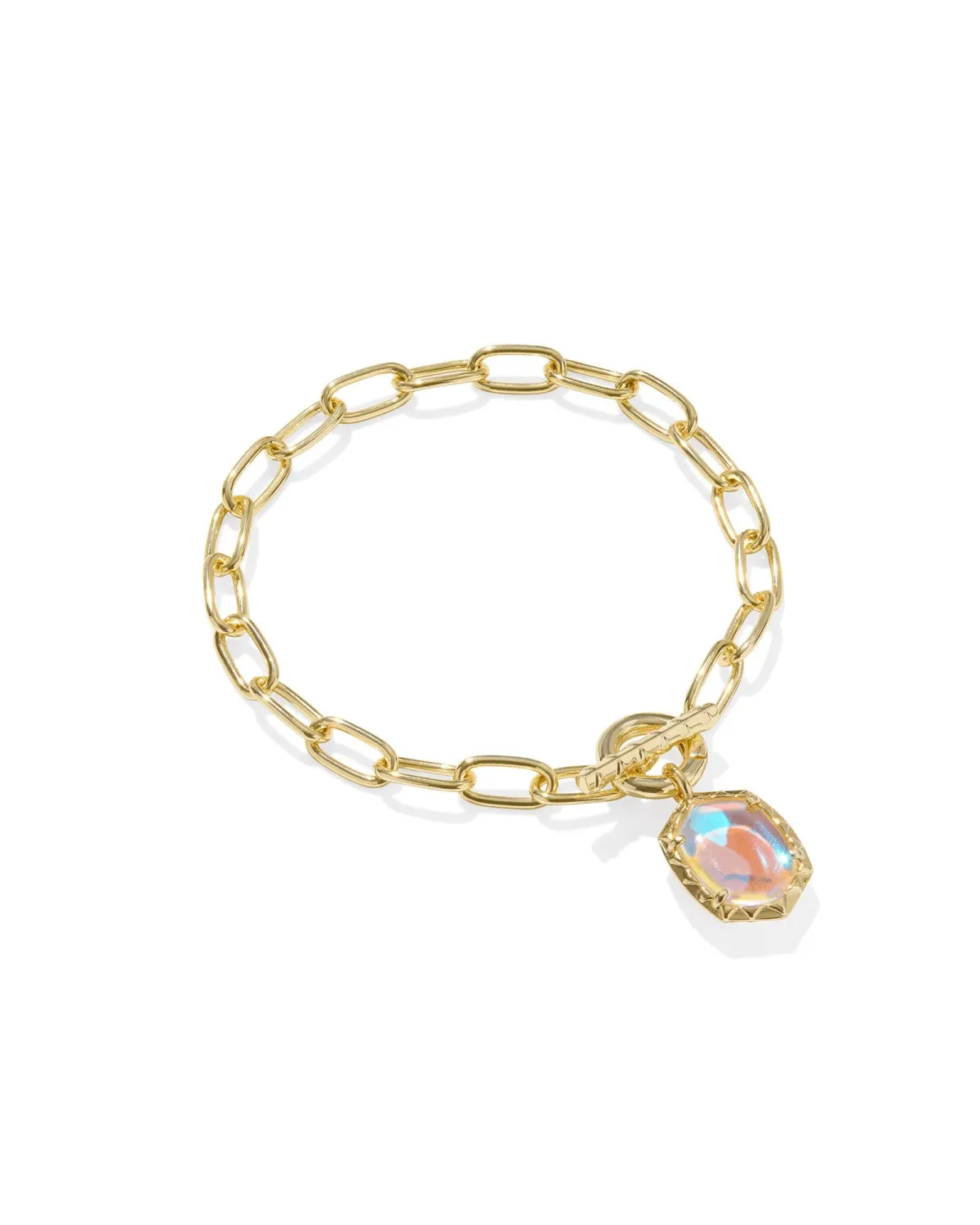 Daphne Gold Link Chain Bracelet Dichroic Glass