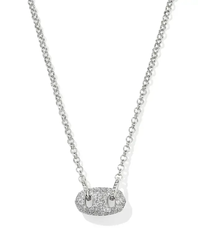 Bailey Pave Pendant Necklace Rhodium White Crystal