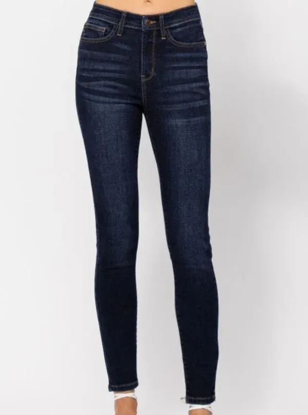 Core Hi-Waist Skinny w/ Handsanding- Dark Blue