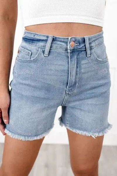 HW Western Embroidery Detail Cut Off Shorts