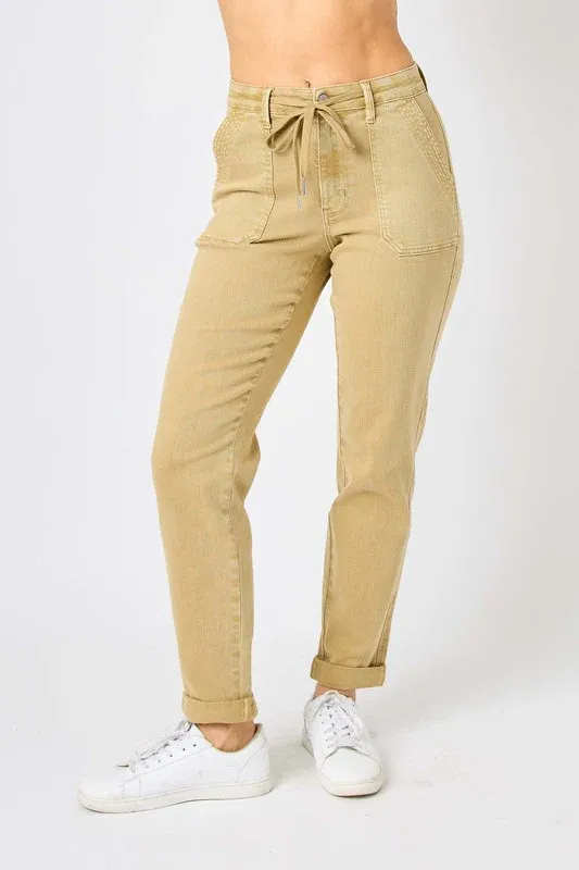 Regular HW Garment Dyed Khaki  Jogger 